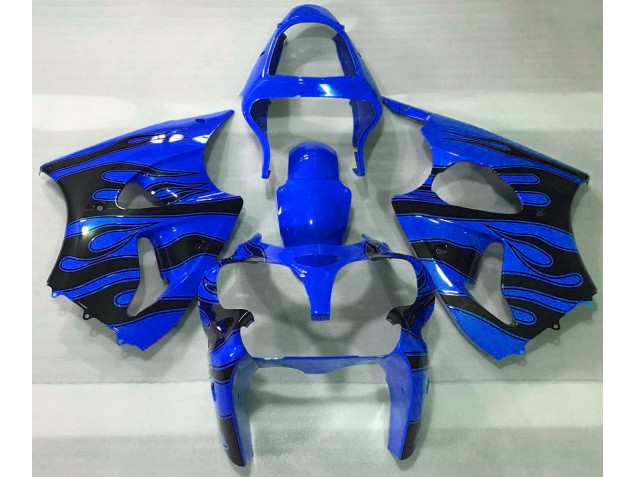 2000-2002 Bleu & Noir Flamme Kawasaki ZX6R Carénage Moto 2000-2002 Bleu & Noir Flamme Kawasaki ZX6R Carénage Moto