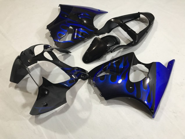2000-2002 Kit Flamme Bleu Kawasaki ZX6R Carénage Moto 2000-2002 Kit Flamme Bleu Kawasaki ZX6R Carénage Moto