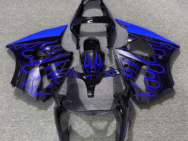 2000-2002 Noir Brillant & Bleu Flamme Kawasaki ZX6R Carénage Moto