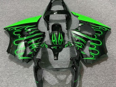 2000-2002 Noir Brillant & Vert Flamme Kawasaki ZX6R Carénage Moto