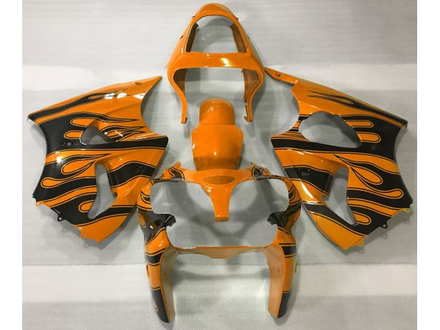 2000-2002 Orange & Noir Flamme Kawasaki ZX6R Carénage Moto 2000-2002 Orange & Noir Flamme Kawasaki ZX6R Carénage Moto