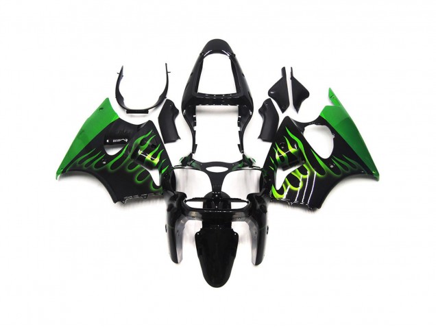 2000-2002 Vert Brillant Flamme Uni Kawasaki ZX6R Carénage Moto 2000-2002 Vert Brillant Flamme Uni Kawasaki ZX6R Carénage Moto