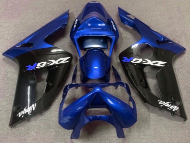 2003-2004 Bleu Brillant & Noir Kawasaki ZX6R Carénage Moto