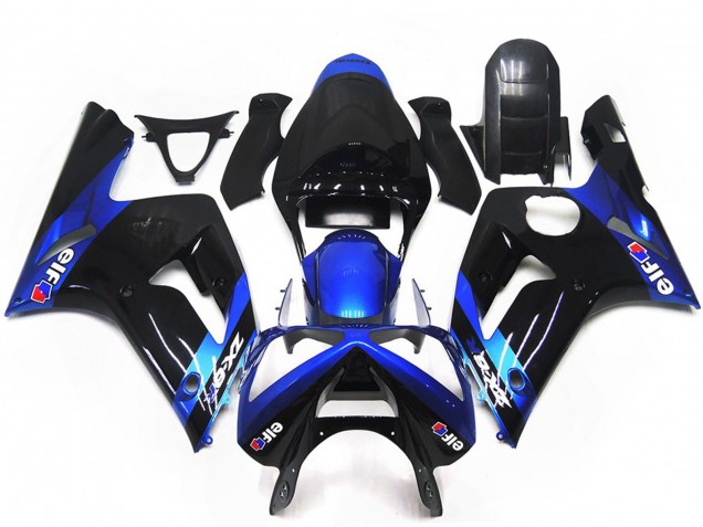 2003-2004 Bleu & Noir Brillant Elf Kawasaki ZX6R Carénage Moto 2003-2004 Bleu & Noir Brillant Elf Kawasaki ZX6R Carénage Moto
