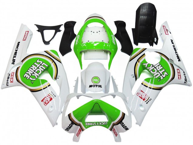 2003-2004 Brillant Vert Lucky Strike Kawasaki ZX6R Carénage Moto 2003-2004 Brillant Vert Lucky Strike Kawasaki ZX6R Carénage Moto