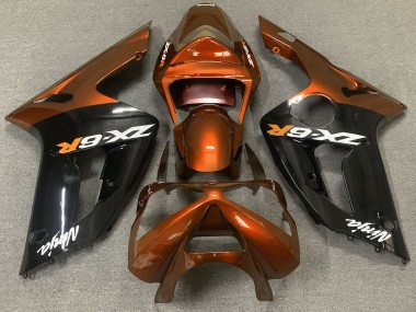 2003-2004 Orange Brillant & Noir Kawasaki ZX6R Carénage Moto