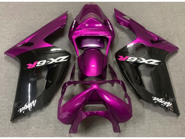 2003-2004 Rose Brillant & Noir Kawasaki ZX6R Carénage Moto 2003-2004 Rose Brillant & Noir Kawasaki ZX6R Carénage Moto