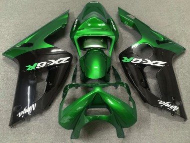 2003-2004 Vert Brillant & Noir Kawasaki ZX6R Carénage Moto