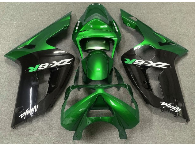 2003-2004 Vert Brillant & Noir Kawasaki ZX6R Carénage Moto 2003-2004 Vert Brillant & Noir Kawasaki ZX6R Carénage Moto