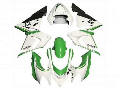 2004-2005 Blanc Brillant & Vert Kawasaki ZX10R Carénage Moto