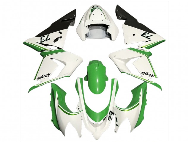 2004-2005 Blanc Brillant & Vert Kawasaki ZX10R Carénage Moto 2004-2005 Blanc Brillant & Vert Kawasaki ZX10R Carénage Moto