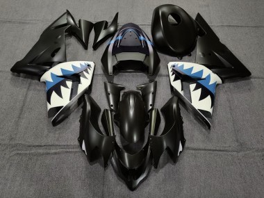 2004-2005 Requin Noir Mat & Bleu Clair Kawasaki ZX10R Carénage Moto