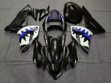 2004-2005 Requin Noir Mat & Bleu Foncé Kawasaki ZX10R Carénage Moto