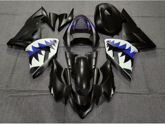 2004-2005 Requin Noir Mat & Bleu Foncé Kawasaki ZX10R Carénage Moto 2004-2005 Requin Noir Mat & Bleu Foncé Kawasaki ZX10R Carénage Moto