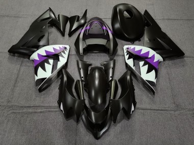 2004-2005 Requin Noir Mat & Violet Kawasaki ZX10R Carénage Moto