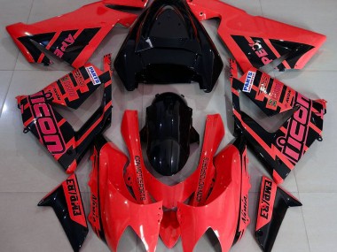2004-2005 Rouge & Noir & Logos Kawasaki ZX10R Carénage Moto