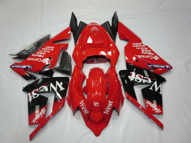 2004-2005 Rouge West Kawasaki ZX10R Carénage Moto 2004-2005 Rouge West Kawasaki ZX10R Carénage Moto