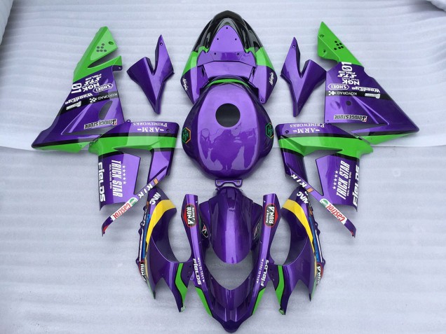 2004-2005 Étoile Violette Verte Kawasaki ZX10R Carénage Moto 2004-2005 Étoile Violette Verte Kawasaki ZX10R Carénage Moto