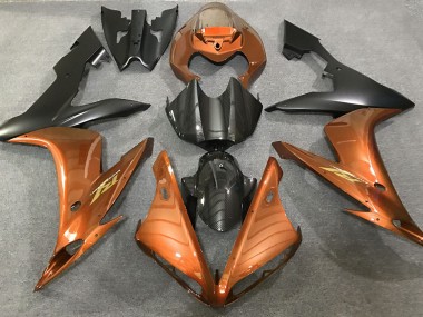 2004-2006 Style Orange Brillant & Fibre De Carbone Yamaha R1 Carénage Moto