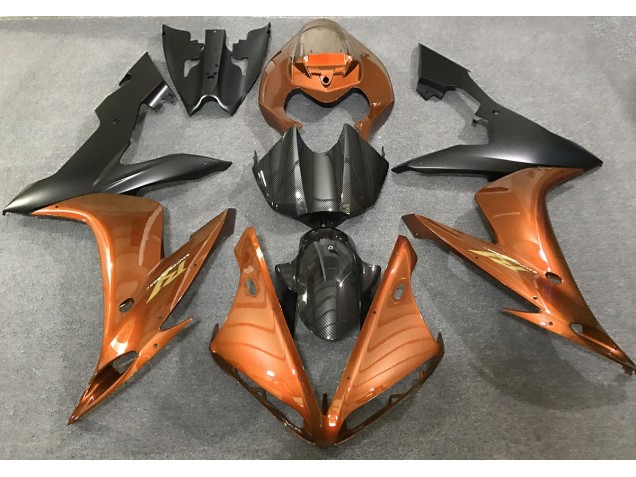 2004-2006 Style Orange Brillant & Fibre De Carbone Yamaha R1 Carénage Moto 2004-2006 Style Orange Brillant & Fibre De Carbone Yamaha R1 Carénage Moto