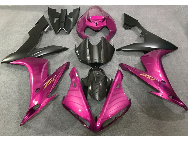 2004-2006 Style Rose Vif & Fibre De Carbone Yamaha R1 Carénage Moto