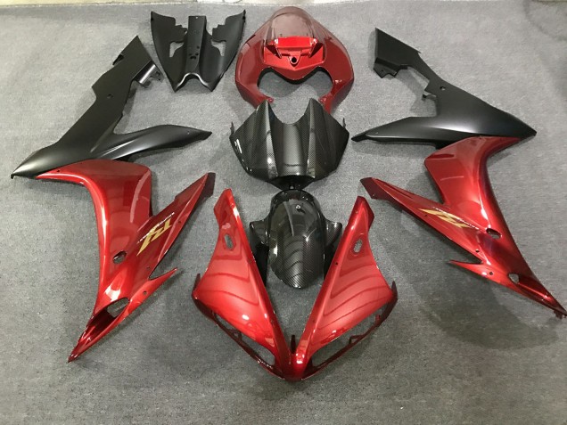2004-2006 Style Rouge Marron & Fibre De Carbone Yamaha R1 Carénage Moto 2004-2006 Style Rouge Marron & Fibre De Carbone Yamaha R1 Carénage Moto