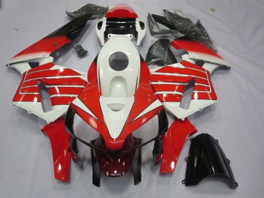 2005-2006 Grandes Rayures Rouges & Blanches Honda CBR600RR Carénage Moto