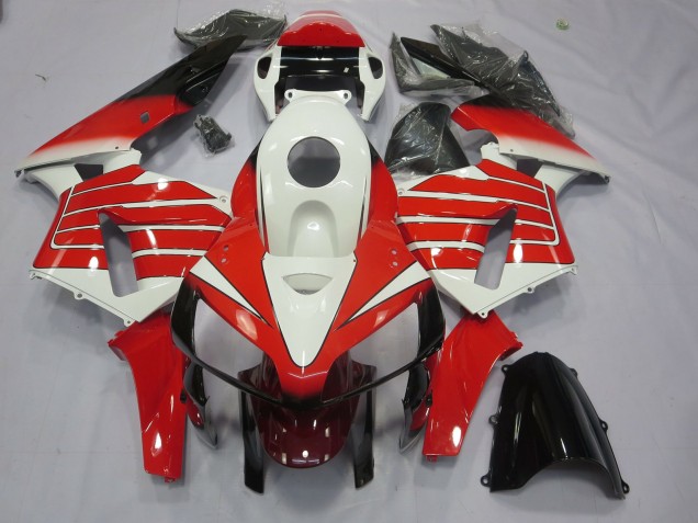 2005-2006 Grandes Rayures Rouges & Blanches Honda CBR600RR Carénage Moto 2005-2006 Grandes Rayures Rouges & Blanches Honda CBR600RR Carénage Moto