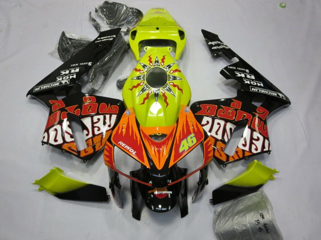 2005-2006 Jaune Vif Rossi Honda CBR600RR Carénage Moto 2005-2006 Jaune Vif Rossi Honda CBR600RR Carénage Moto