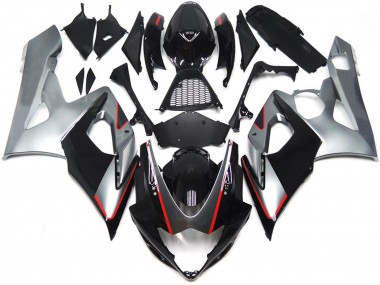 2005-2006 Noir & Argent Brillant Avec Rouge Suzuki GSXR 1000 Carénage Moto