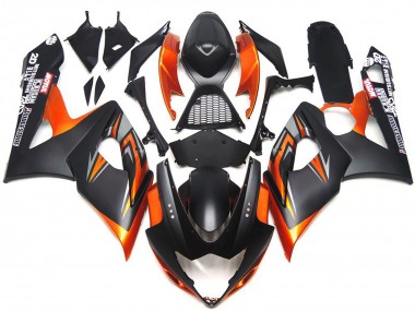 2005-2006 Noir Mat & Brillant Personnalisé & Orange Suzuki GSXR 1000 Carénage Moto