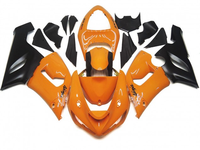 2005-2006 Orange Clair & Noir Kawasaki ZX6R Carénage Moto 2005-2006 Orange Clair & Noir Kawasaki ZX6R Carénage Moto
