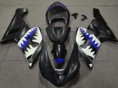 2005-2006 Requin Noir Mat & Bleu Kawasaki ZX6R Carénage Moto