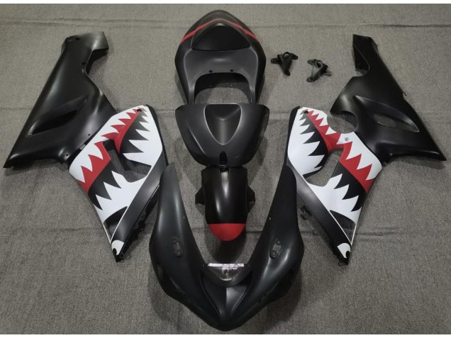 2005-2006 Requin Noir Mat Kawasaki ZX6R Carénage Moto 2005-2006 Requin Noir Mat Kawasaki ZX6R Carénage Moto