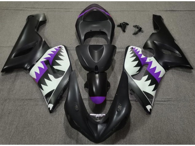 2005-2006 Requin Noir Mat & Violet Kawasaki ZX6R Carénage Moto 2005-2006 Requin Noir Mat & Violet Kawasaki ZX6R Carénage Moto