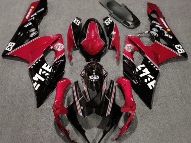 2005-2006 Rouge Brillant & Noir Personnalisé Suzuki GSXR 1000 Carénage Moto