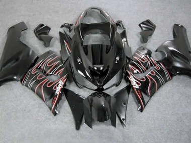 2005-2006 Rouge Noir Flamme Kawasaki ZX6R Carénage Moto