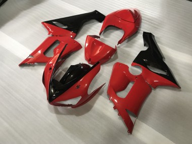 2005-2006 Rouge & Noir Personnalisés Kawasaki ZX6R Carénage Moto