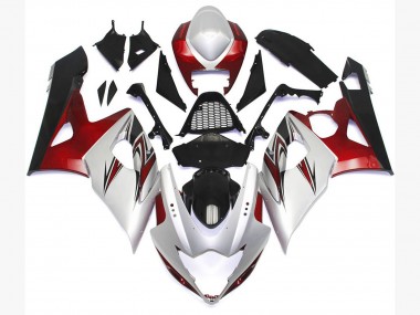 2005-2006 Style Blanc Brillant Avec Des Notes Argentées & Bronze Suzuki GSXR 1000 Carénage Moto