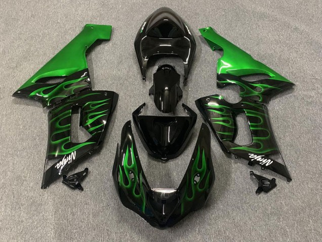 2005-2006 Vert Flamme Kawasaki ZX6R Carénage Moto 2005-2006 Vert Flamme Kawasaki ZX6R Carénage Moto