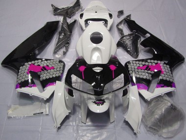 2005-2006 Éclaboussures Roses Sur Noir Brillant Honda CBR600RR Carénage Moto