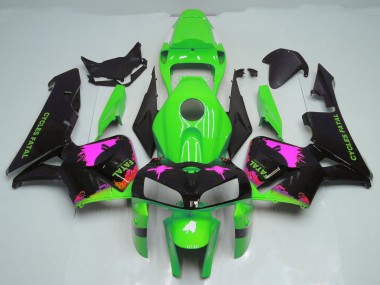 2005-2006 Éclaboussures Roses Sur Vert Honda CBR600RR Carénage Moto
