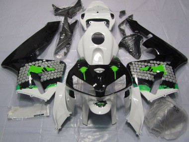 2005-2006 Éclaboussures Vertes Sur Noir Brillant Honda CBR600RR Carénage Moto