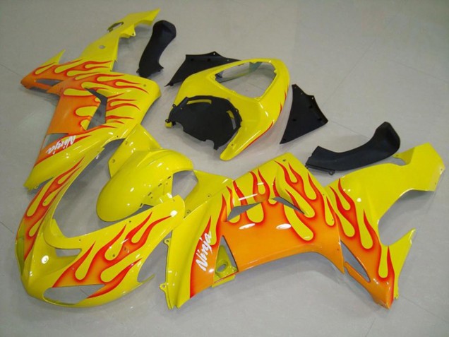 2006-2007 Giallo Arancione Fiamma Kawasaki ZX10R Carénage Moto 2006-2007 Giallo Arancione Fiamma Kawasaki ZX10R Carénage Moto