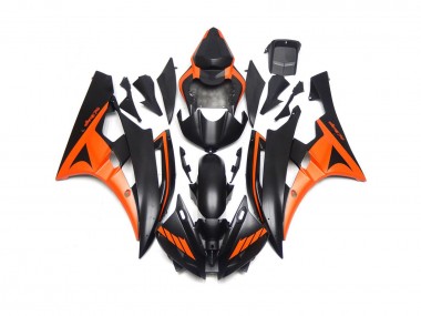 2006-2007 Noir Mat & Orange Personnalisés Yamaha R6 Carénage Moto