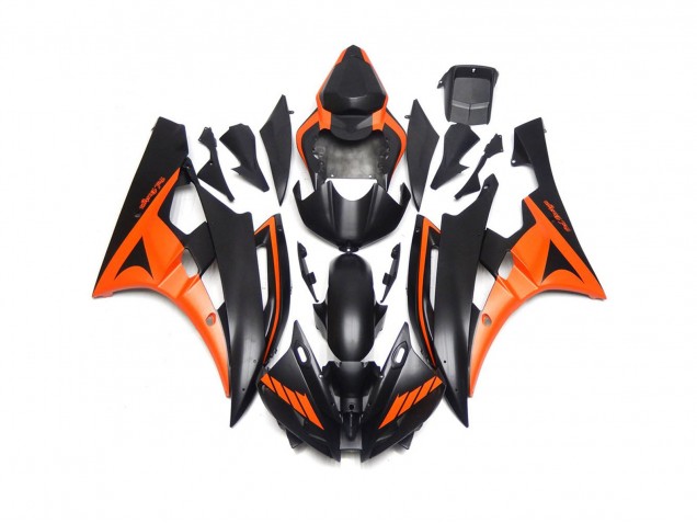 2006-2007 Noir Mat & Orange Personnalisés Yamaha R6 Carénage Moto 2006-2007 Noir Mat & Orange Personnalisés Yamaha R6 Carénage Moto