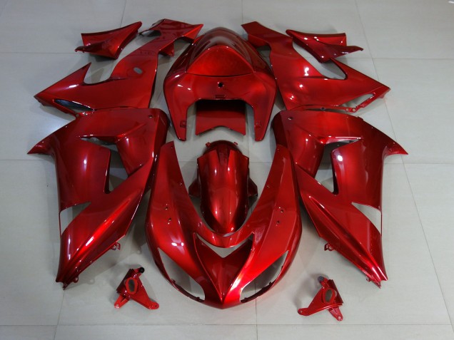 2006-2007 Rouge Brillant Profond Kawasaki ZX10R Carénage Moto 2006-2007 Rouge Brillant Profond Kawasaki ZX10R Carénage Moto