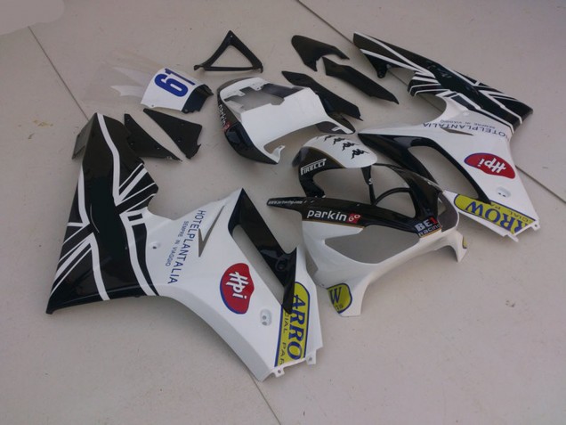 2006-2008 Blanc & Noir Avec Drapeau Triumph Daytona 675 Carénage Moto 2006-2008 Blanc & Noir Avec Drapeau Triumph Daytona 675 Carénage Moto