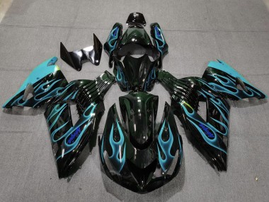 2006-2011 Bleu Clair Flamme Kawasaki ZX14R Carénage Moto