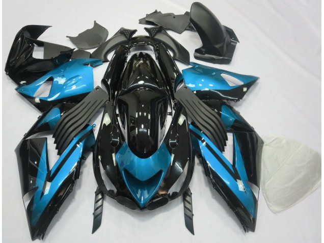 2006-2011 Bleu Clair & Noir Uni Kawasaki ZX14R Carénage Moto 2006-2011 Bleu Clair & Noir Uni Kawasaki ZX14R Carénage Moto